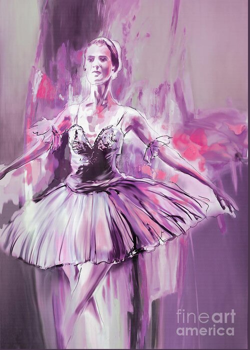 Ballerina Greeting Card featuring the painting Ballerina girl hh5t0 by Gull G