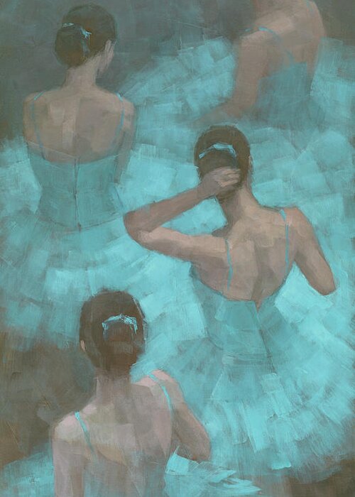 Ballet Greeting Card featuring the painting Ballerinas in Blue by Steve Mitchell