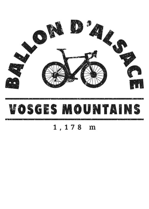 Bike Lover Shirt Greeting Card featuring the digital art Ballon dAlsace Vosges Mountains Bike Theme Cycling Gifts Black by Henry B