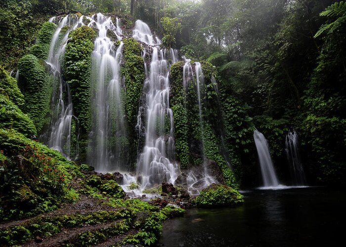 Waterfalls Bali Greeting Card featuring the photograph Banyu Wana Amertha Waterfall - Bali, Indonesia by Earth And Spirit