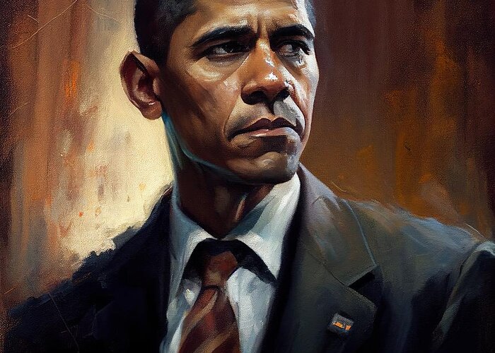 President Greeting Card featuring the painting Barack Obama No.3 by My Head Cinema