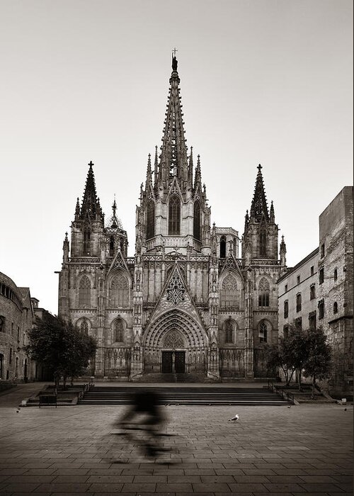 Barcelona Greeting Card featuring the photograph Barcelona Cathedral in Gothic Quarter by Songquan Deng