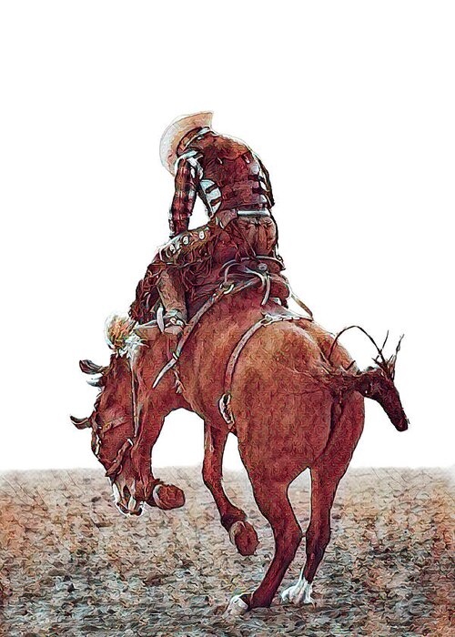 2010 Greeting Card featuring the digital art Bareback Rider - 6 c by Bruce Bonnett