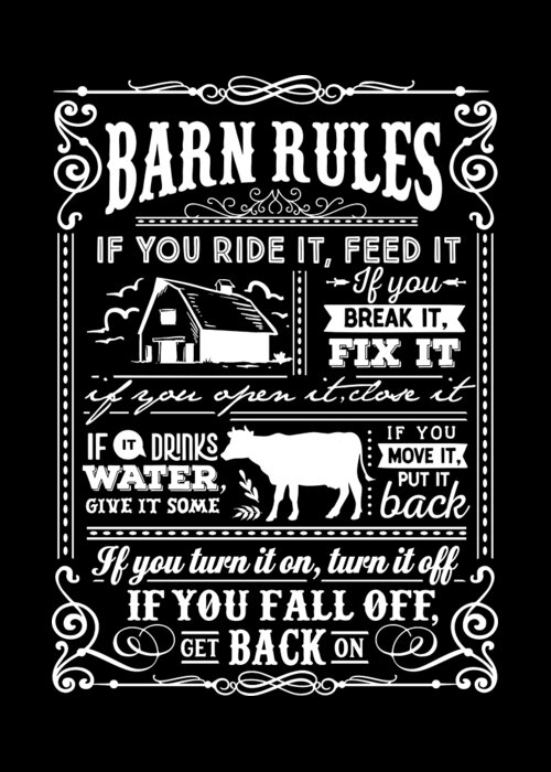 Family Greeting Card featuring the digital art Barn Rules by Sambel Pedes