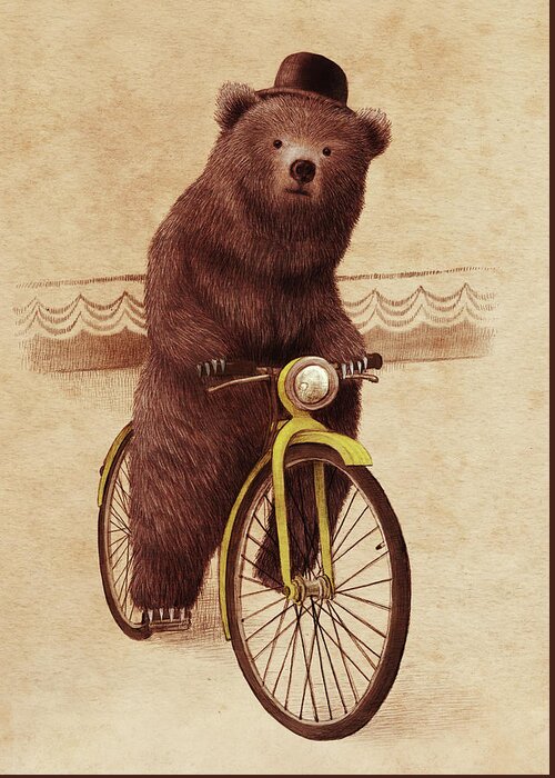 Bear Greeting Card featuring the drawing Barnabus by Eric Fan