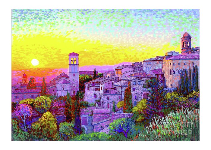 Italy Greeting Card featuring the painting Basilica of St. Francis of Assisi by Jane Small