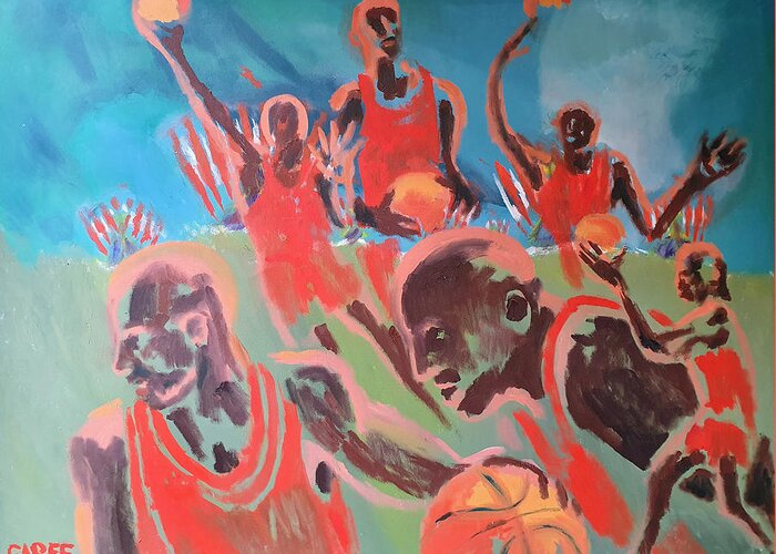 Enrico Garff Greeting Card featuring the painting Basketball Soul by Enrico Garff