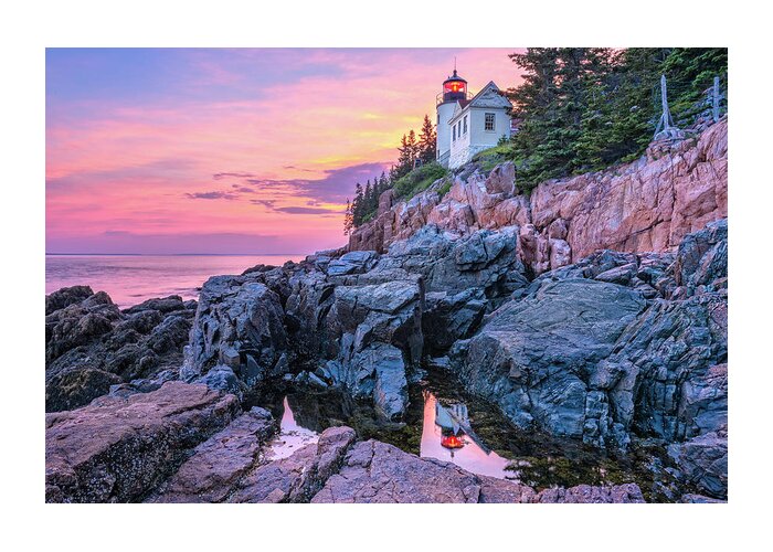 Lighthouse Greeting Card featuring the photograph Bass Head Lighthouse - Acadia by Photos By Thom