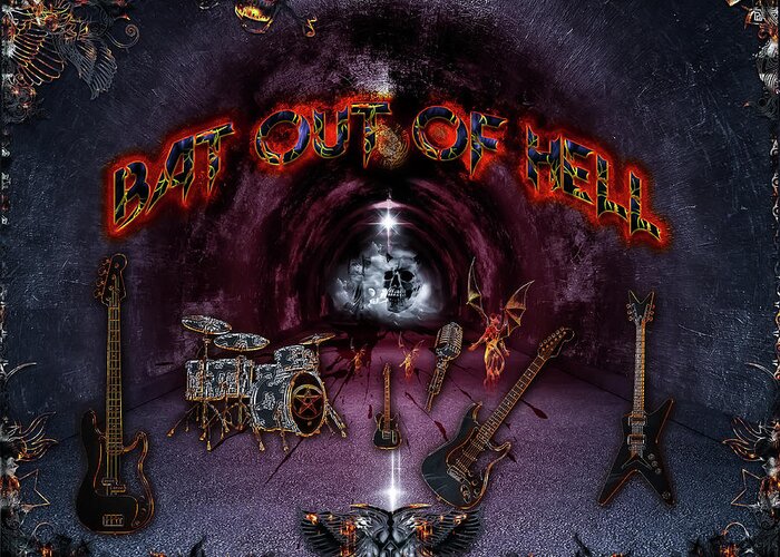 Bat Out Of Hell Greeting Card featuring the digital art Bat Out Of Hell by Michael Damiani