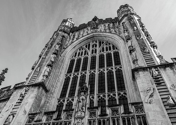 Abbey Greeting Card featuring the photograph Bath Abbey Black and White by Scott Lyons