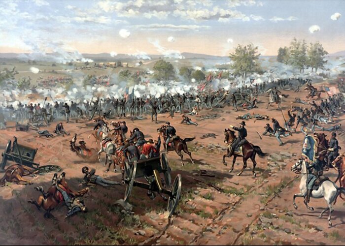 Battle Of Gettysburg Greeting Card featuring the drawing Battle of Gettysburg by Mas Faust