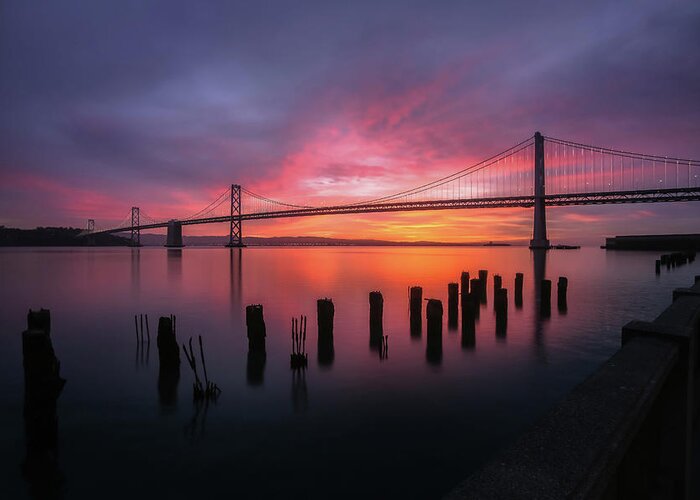  Greeting Card featuring the photograph Bay Bridge by Louis Raphael