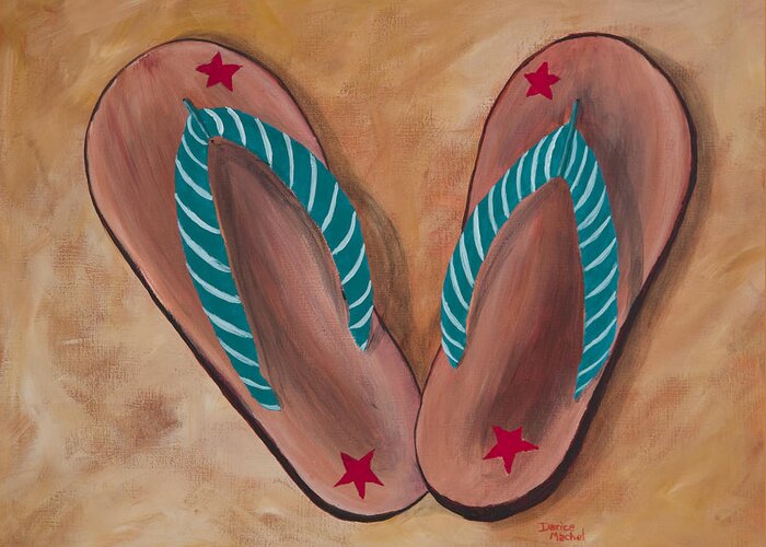 Landscape Greeting Card featuring the painting Beach Sandals 1 by Darice Machel McGuire