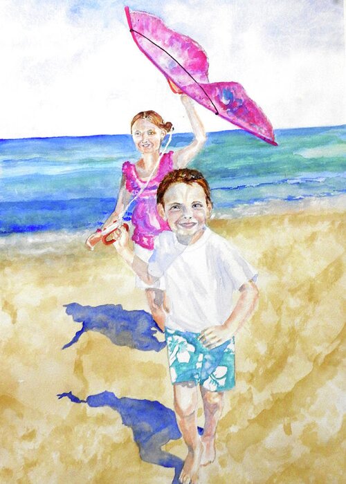 Beach Greeting Card featuring the painting Beach Time by Barbara F Johnson