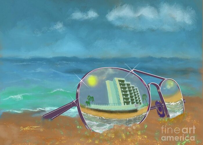 Ocean Greeting Card featuring the digital art Beach View of Trillium by Dale Turner