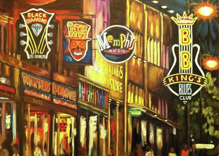 Beale Street Greeting Card featuring the painting Beale Street Color by Sherrell Rodgers
