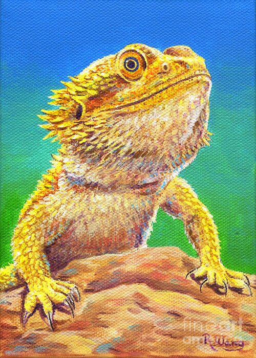 Bearded Dragon Greeting Card featuring the painting Bearded Dragon Portrait by Rebecca Wang