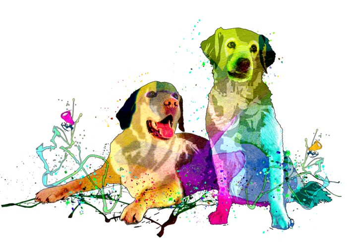 Dog Greeting Card featuring the painting Beau And Belle by Miki De Goodaboom