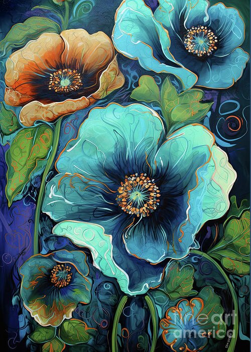 Blue Poppy Greeting Card featuring the painting Beautiful Blue Poppies by Tina LeCour