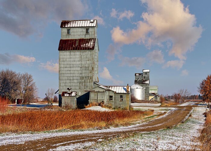 Brinsmade Greeting Card featuring the photograph Beautiful Brinsmade ND after a light early fall snow by Peter Herman