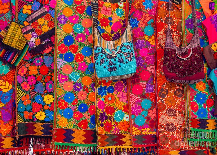 Color Greeting Card featuring the photograph Beautiful Flowers at the Otavalo Market in Ecuador by L Bosco