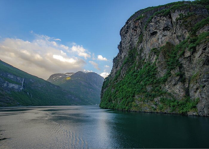 Fjord Greeting Card featuring the photograph Beautiful Geiranger Fjord in Norway by Matthew DeGrushe