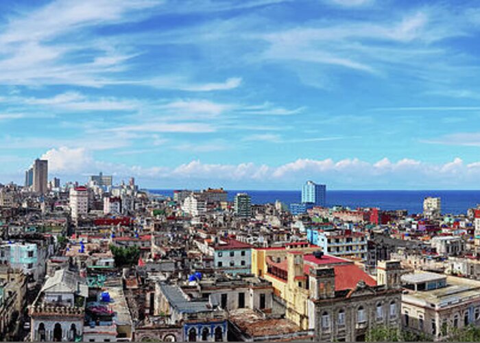 Havana Greeting Card featuring the pyrography Beautiful panoramic view of Havana by Mendelex Photography
