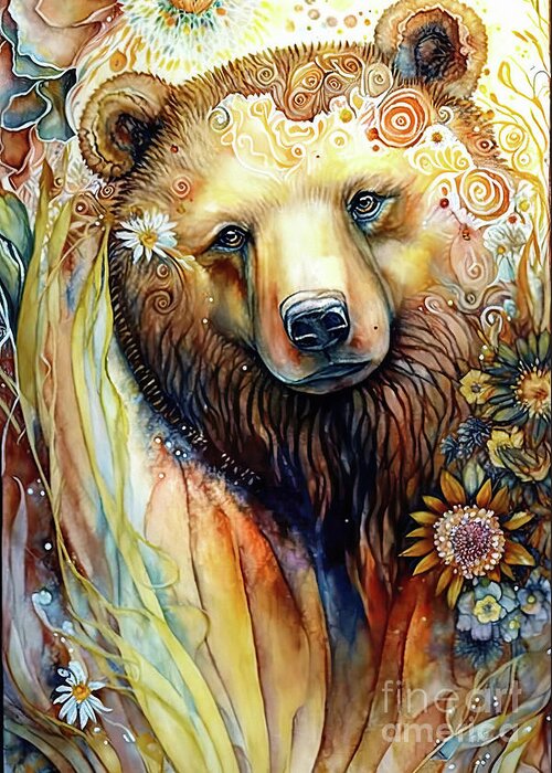 Brown Bear Greeting Card featuring the painting Beautiful Spirit Bear by Tina LeCour