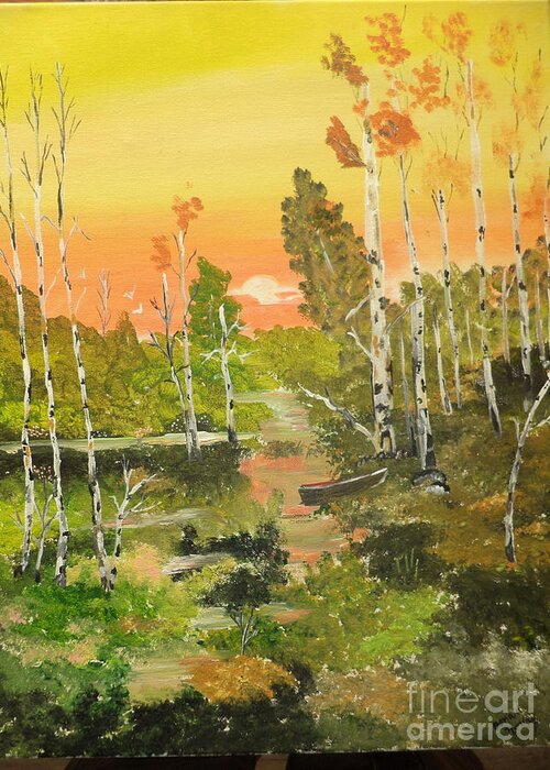 Landscape Greeting Card featuring the painting Beautiful Sunset Painting by Donald Northup