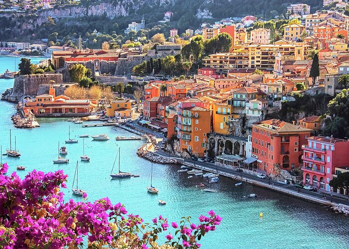Azur Greeting Card featuring the photograph Beautiful Villefranche Sur Mer by Manjik Pictures
