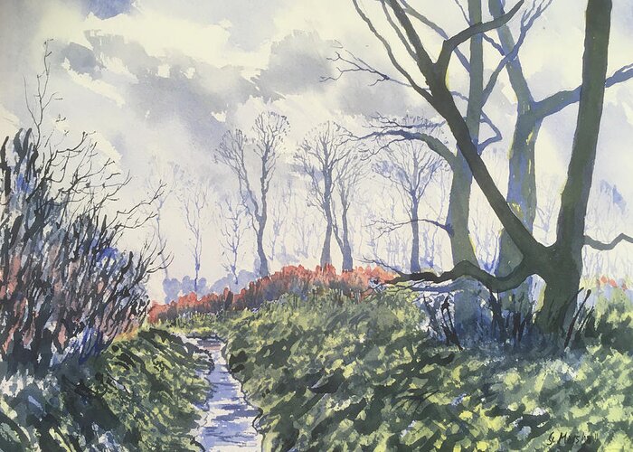 Watercolour Greeting Card featuring the painting Beck in Back Lane by Glenn Marshall