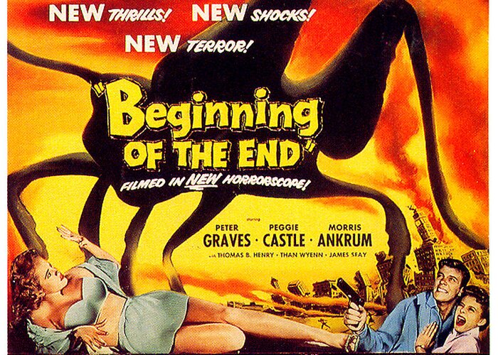 Beginning Greeting Card featuring the mixed media ''Beginning of the End'' movie poster 1957 by Movie World Posters