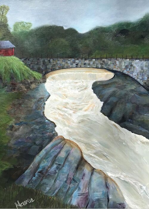 Stream Greeting Card featuring the painting Bellows Falls VT by Deborah Naves