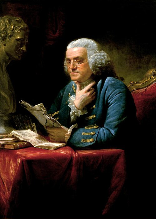 Benjamin Franklin Greeting Card featuring the painting Ben Franklin by War Is Hell Store