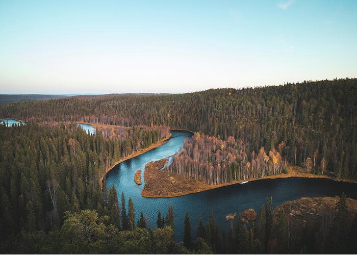 Kuusamo Greeting Card featuring the photograph Bend in the Kitkajoki River in Oulanka National Park by Vaclav Sonnek