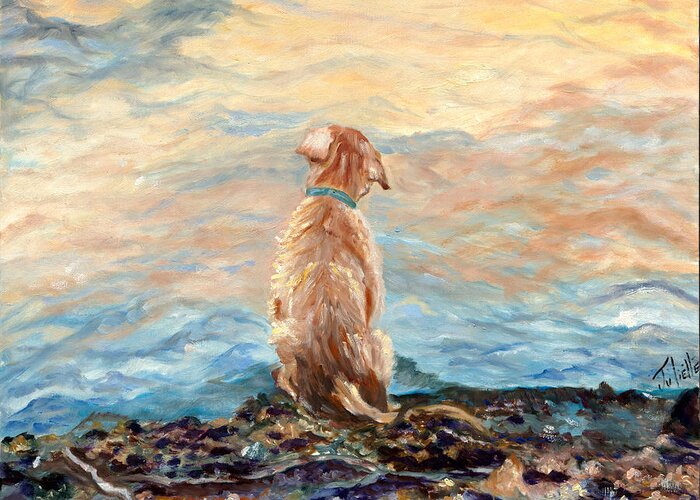 Puppy Greeting Card featuring the painting Bentley's Choice by Juliette Becker