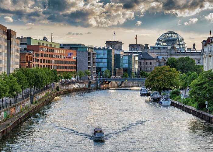 Berlin Greeting Card featuring the photograph Berlin City Center River View Skyline by Artur Bogacki