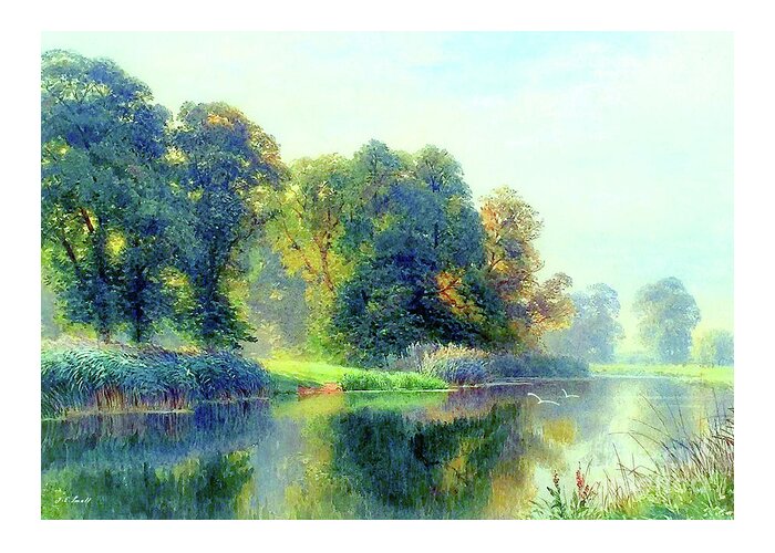 Landscape Greeting Card featuring the painting Beside Still Waters by Jane Small