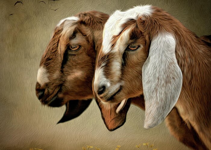Goats Greeting Card featuring the digital art Besties by Maggy Pease