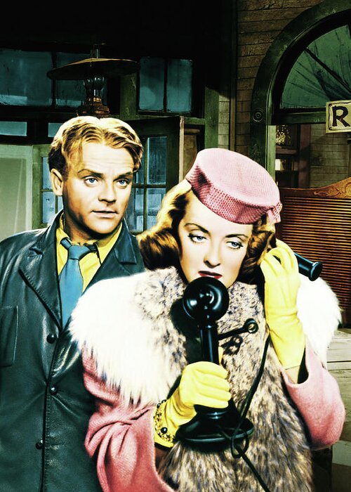 Bette Davis Greeting Card featuring the photograph BETTE DAVIS and JAMES CAGNEY in THE BRIDE CAME C. O. D. -1941-, directed by WILLIAM KEIGHLEY. by Album