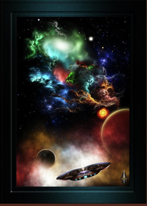 Space Greeting Card featuring the digital art Beyond Space and Time Fractal Art II Fantasy Spacescape by Xzendor7
