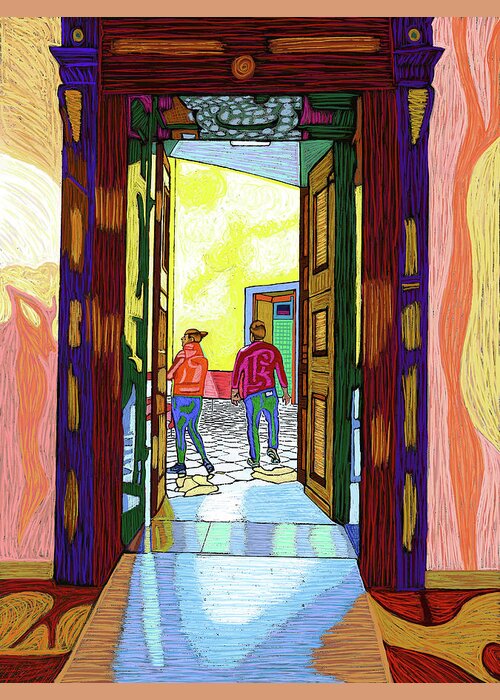 Expressionism Greeting Card featuring the digital art Beyond The Door #1 by Rod Whyte
