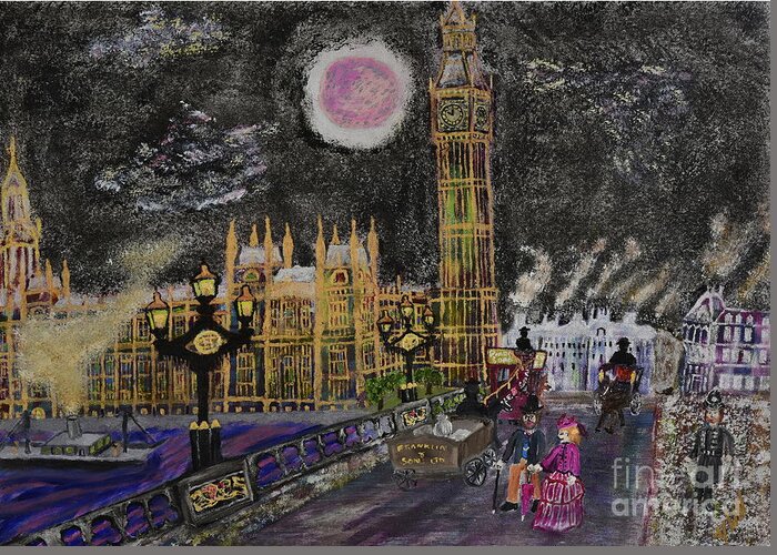 Big Ben Greeting Card featuring the painting Big Ben 1885 by David Westwood