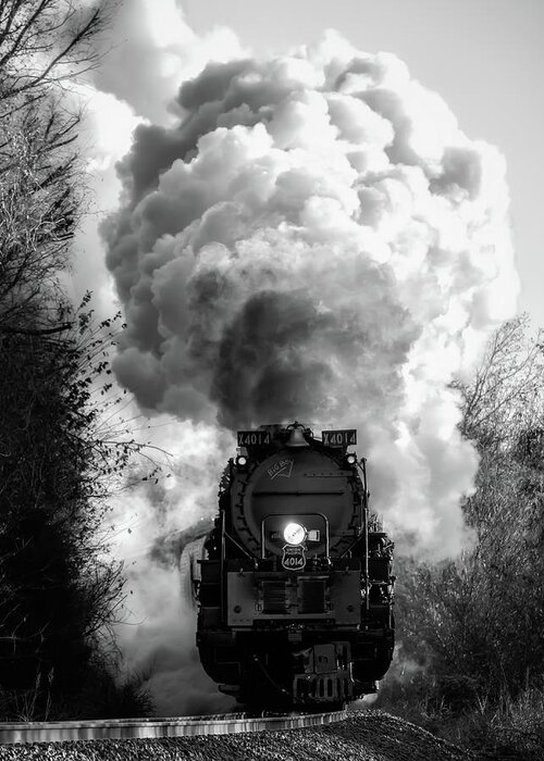 Engine 4014 Greeting Card featuring the photograph Big Boy #4014 bw by James Barber