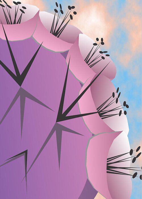 Landscape Greeting Card featuring the digital art Big Cactus Purple by Ted Clifton