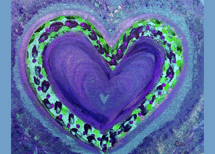 Heart Greeting Card featuring the painting Big Heart in Blue and Green by Corinne Carroll