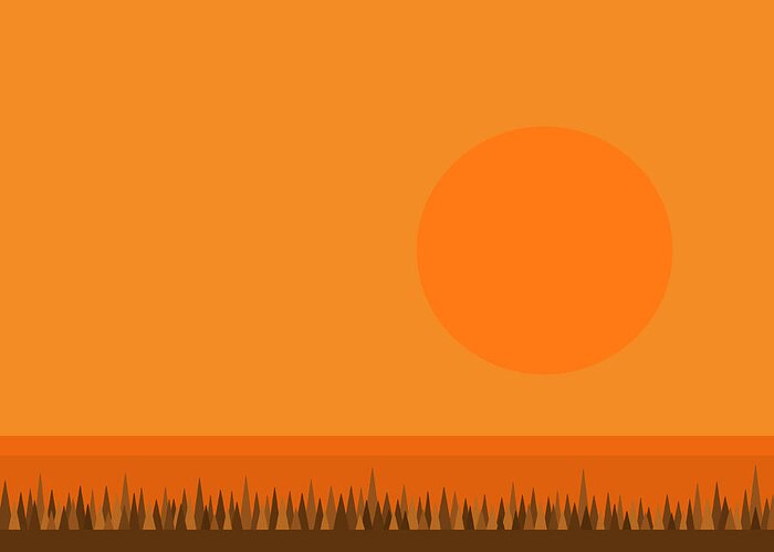 Big Orange Sun Greeting Card featuring the digital art Big Orange Sun by Val Arie