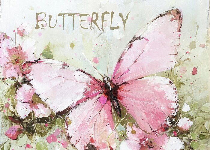Butterfly Greeting Card featuring the painting Big Pink Butterfly by Tina LeCour