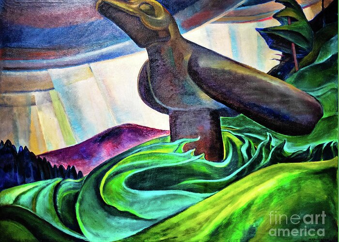 Big Raven Greeting Card featuring the painting Big Raven 1931 by Emily Carr by Emily Carr