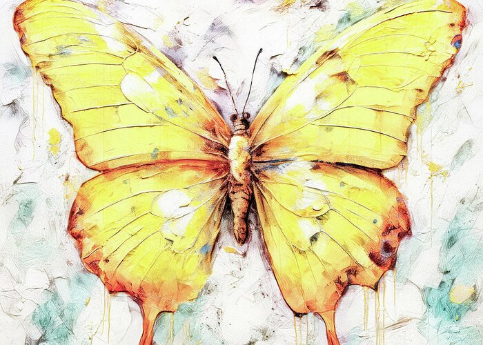 Butterfly Greeting Card featuring the painting Big Yellow Butterfly by Tina LeCour